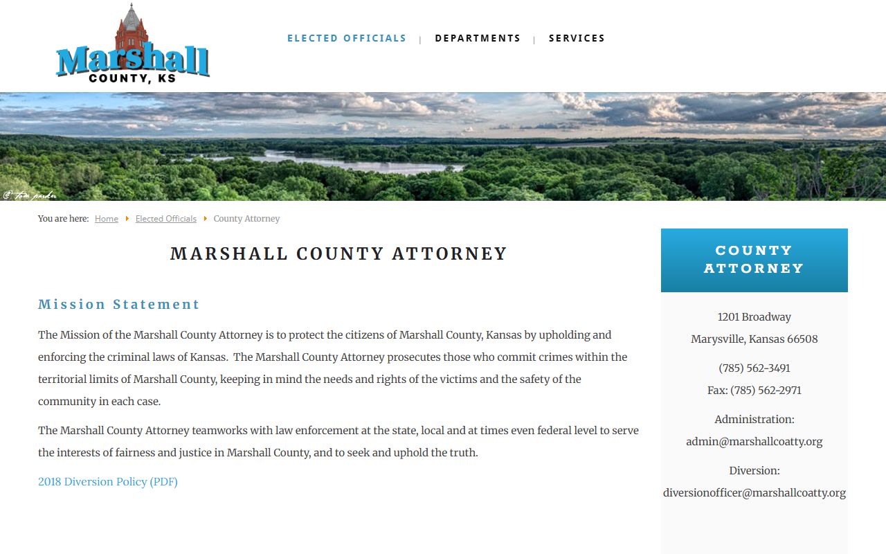 Marshall County County Attorney prosecution page for court records after arrest