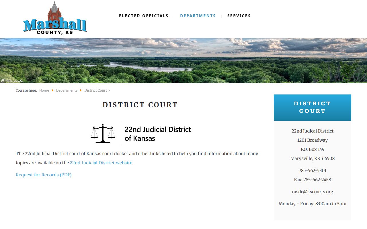 Marshall County court records after arrest district court contact page